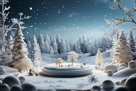 雪景里的展台背景图片