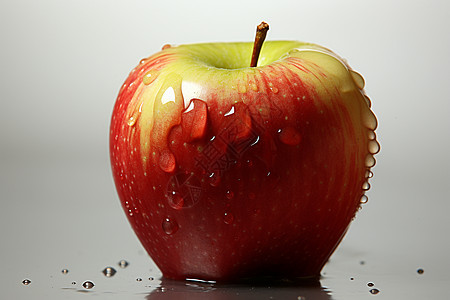 新鲜苹果上的水滴图片