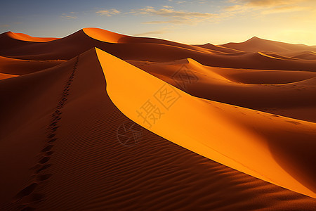 沙漠日落下的沙丘图片