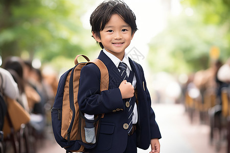 男孩在阳光下的求学路图片