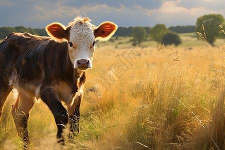 田间里的小牛图片