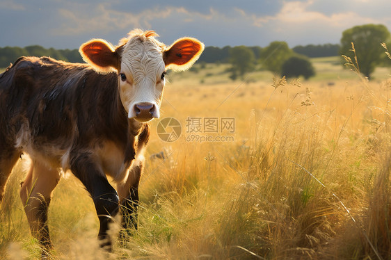 田间里的小牛图片