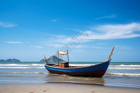 泰国渔船在海滩上图片
