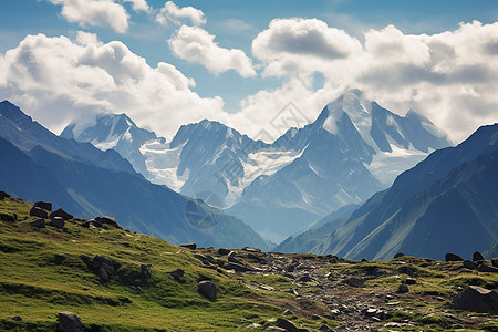 青山绿的草原背景