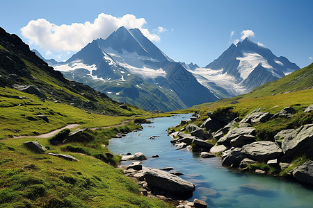 云雾山谷绿色山谷背景