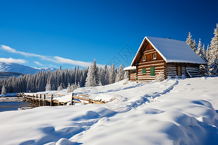 乡村的冰雪小屋图片