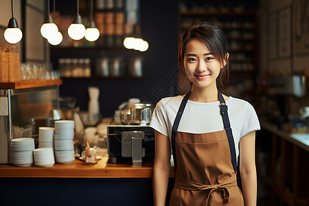 笑容满面的女店员图片