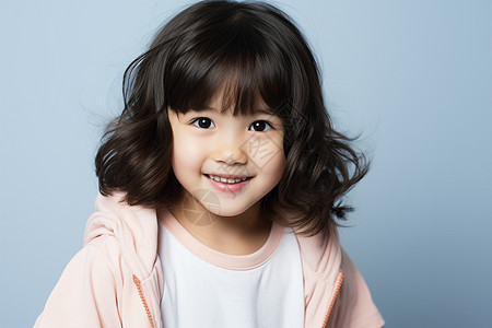 可爱的亚洲女孩白底下的温柔孩子图片