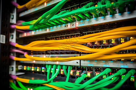 网络服务器连接一堆电线图片