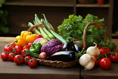 桌子上的新鲜蔬菜图片