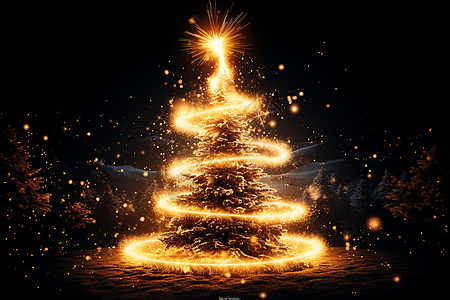 圣诞夜美丽的圣诞树背景图片