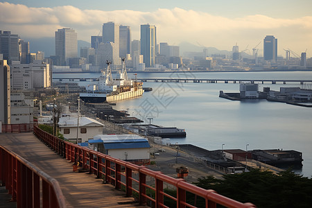 现代海港城市的建筑景观图片