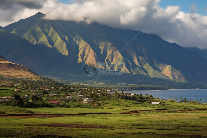 海岸山脉小镇的美丽景观图片