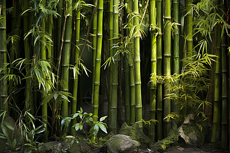 青葱翠绿的竹林景观图片