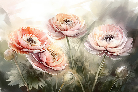 绘画的水彩花朵背景图片