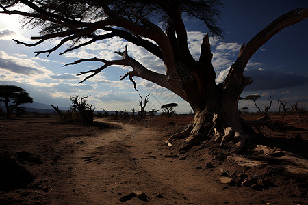 沙漠中衰变的树木图片