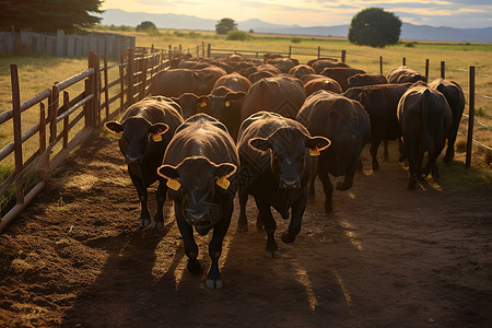 农场饲养的牛群图片