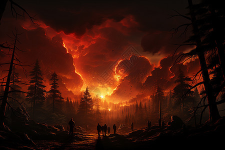 森林中的神秘火焰图片