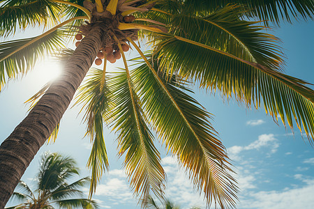 棕榈树在阳光照射下图片