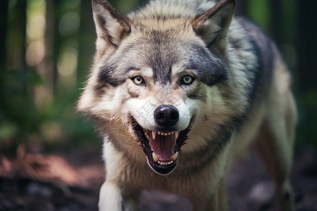 呲牙咧嘴的狼图片