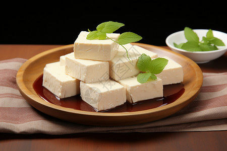 木盘上的白豆腐图片