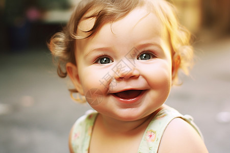 阳光下微笑的婴儿图片
