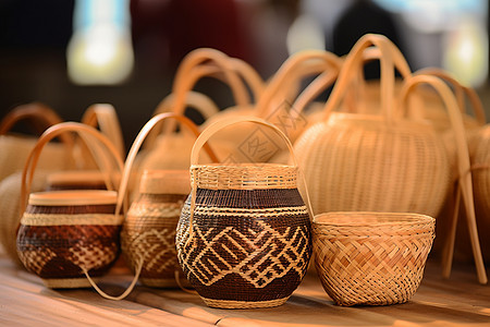 乡村手工编织篮子图片