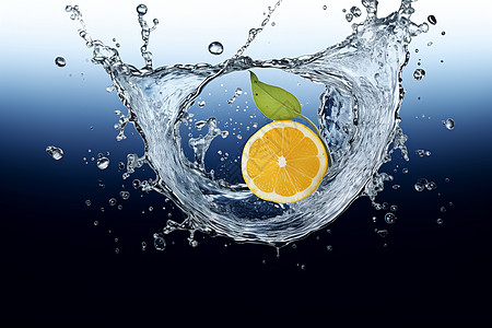 被污染的水柠檬被水包围设计图片
