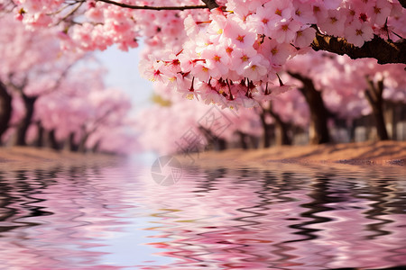 水中的桃树设计图片