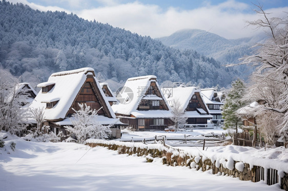 大雪积压的小屋图片