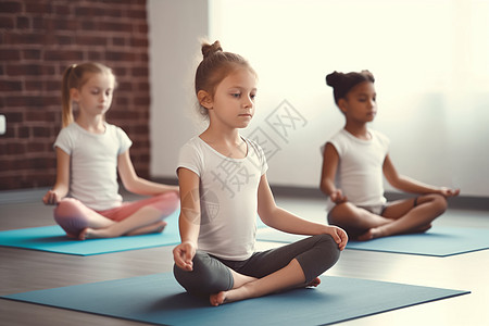 小女孩在上瑜伽课背景图片