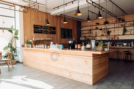 现代木制咖啡店图片