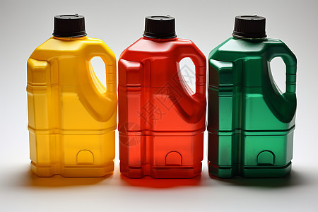 三个彩色的塑料桶背景图片