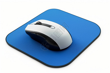 电脑鼠标在蓝色垫子上背景图片