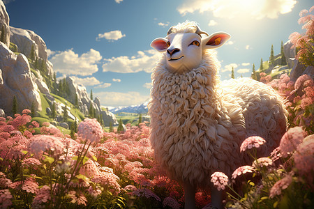 羊群在美丽的草坪上图片