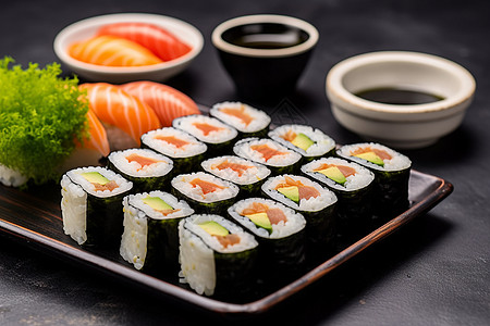 精致美味的日式寿司套餐背景图片