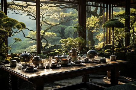 竹林里的茶馆图片