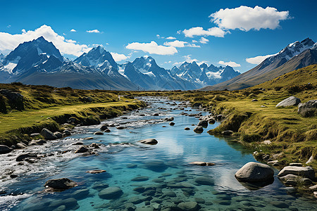 山脉自然的河流图片