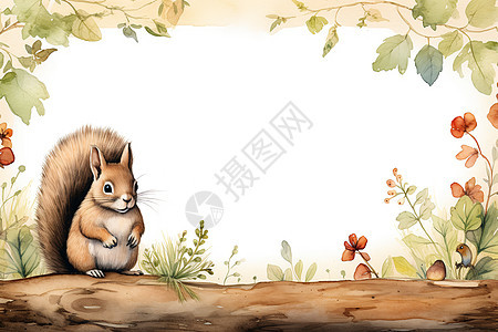 森林中的小松鼠插画图片