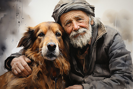 老人与狗图片