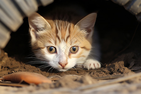 猫窝里的小猫咪图片