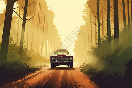 森林中的汽车图片