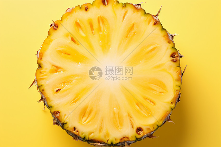 新鲜熟透的黄色菠萝图片