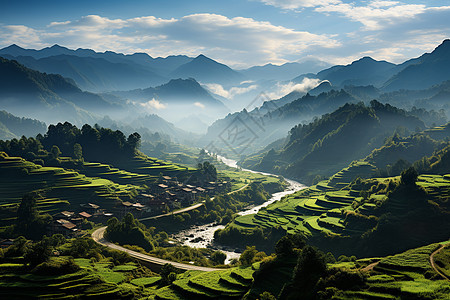 乡村风景的山谷风光图片