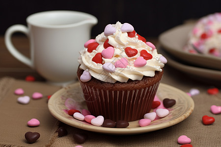 甜蜜白霜红心蛋糕图片
