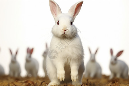 草地上的一群小兔子图片