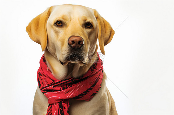 带红色围巾的狗图片