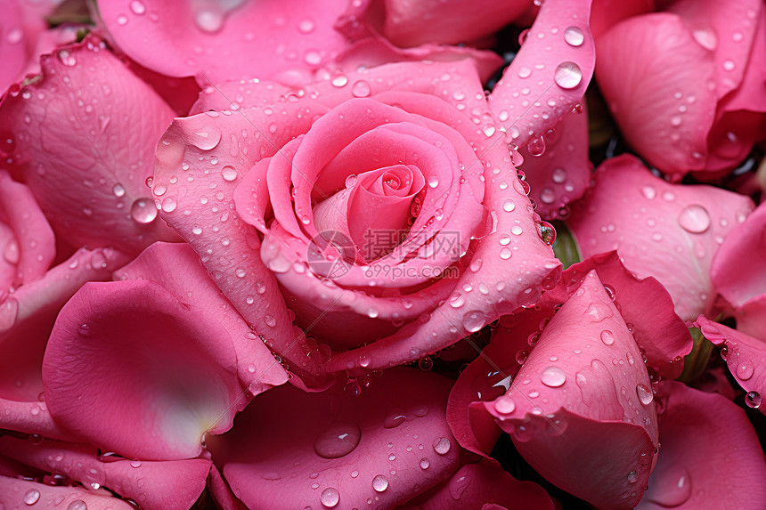 花海中的粉玫瑰图片