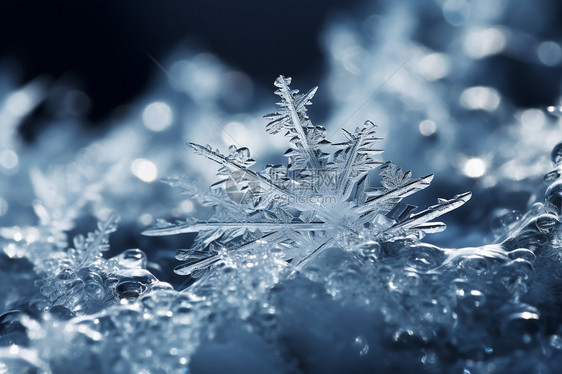 结冰的小草雪花图片