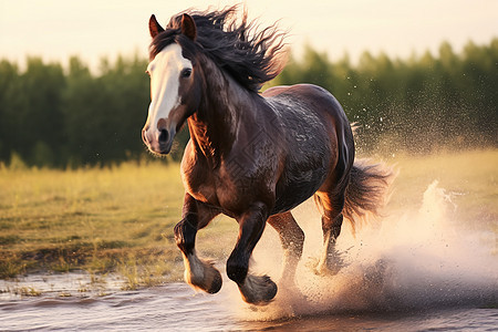驰骋草原上的马图片